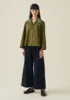 Hand Beaded Poplin PJ Shirt | Rich Olive sold by TOAST