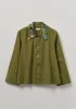 Hand Beaded Poplin PJ Shirt | Rich Olive sold by TOAST