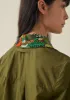 Hand Beaded Poplin PJ Shirt | Rich Olive sold by TOAST