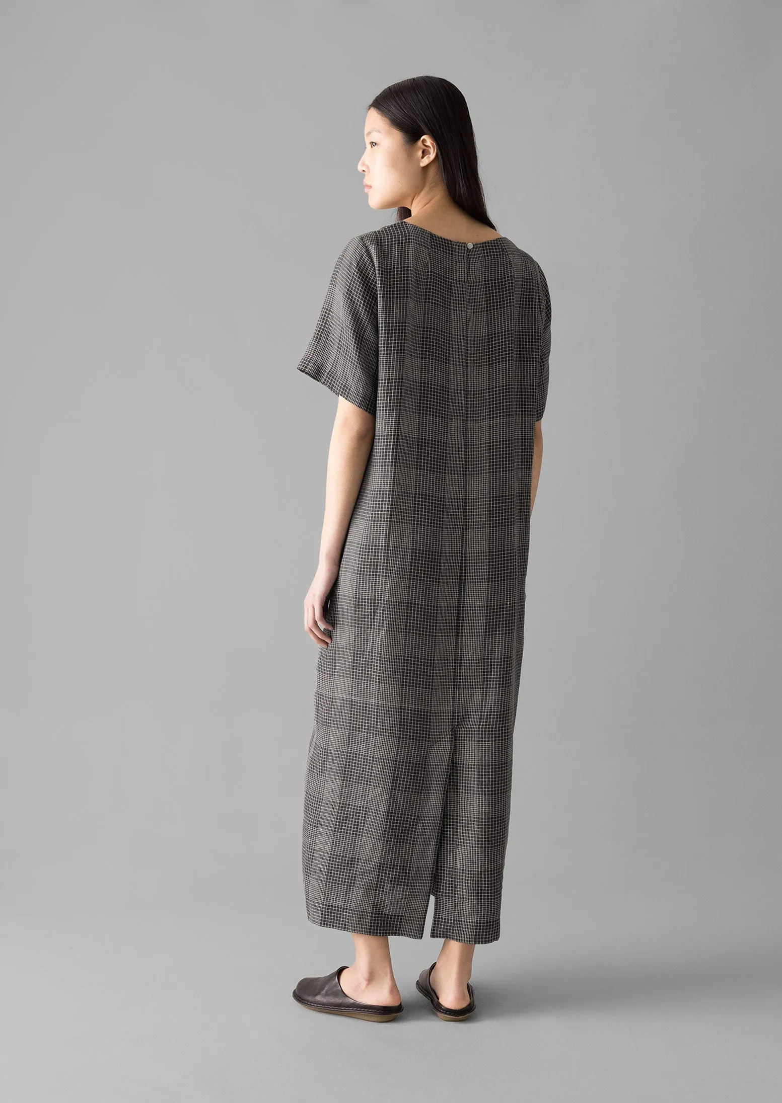 Etched Check Linen Dress | Slate sold by TOAST product image thumbnail 5