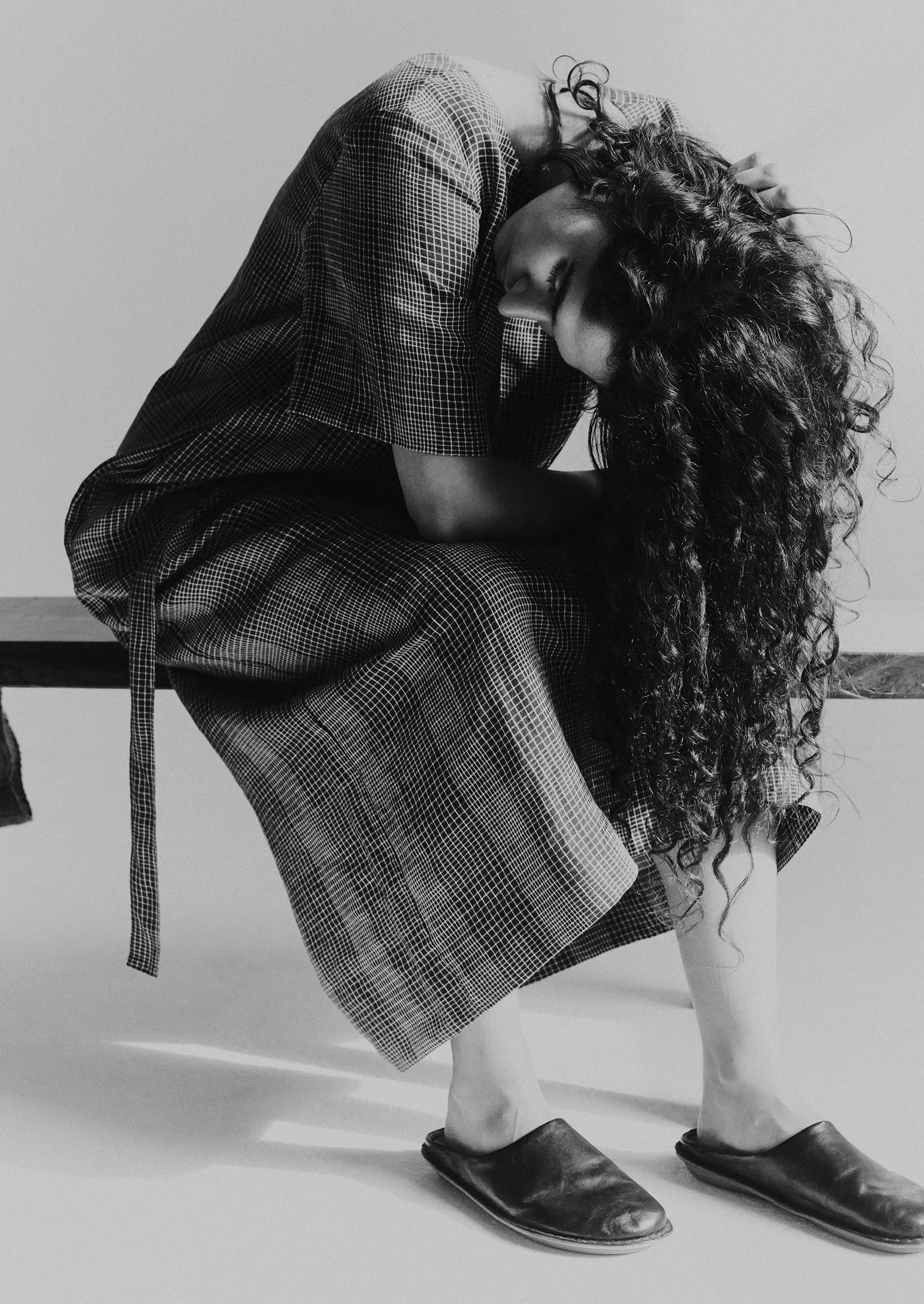 Etched Check Linen Dress | Slate sold by TOAST product image thumbnail 3