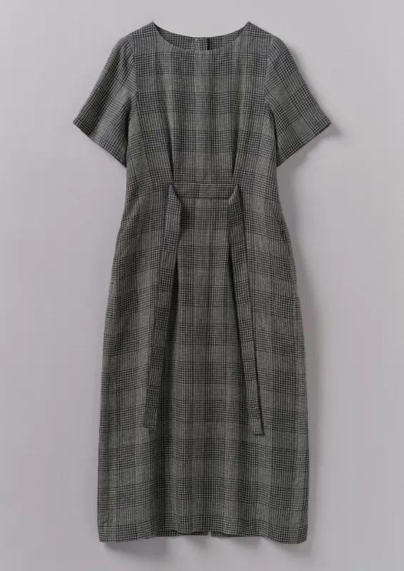 Etched Check Linen Dress | Slate sold by TOAST