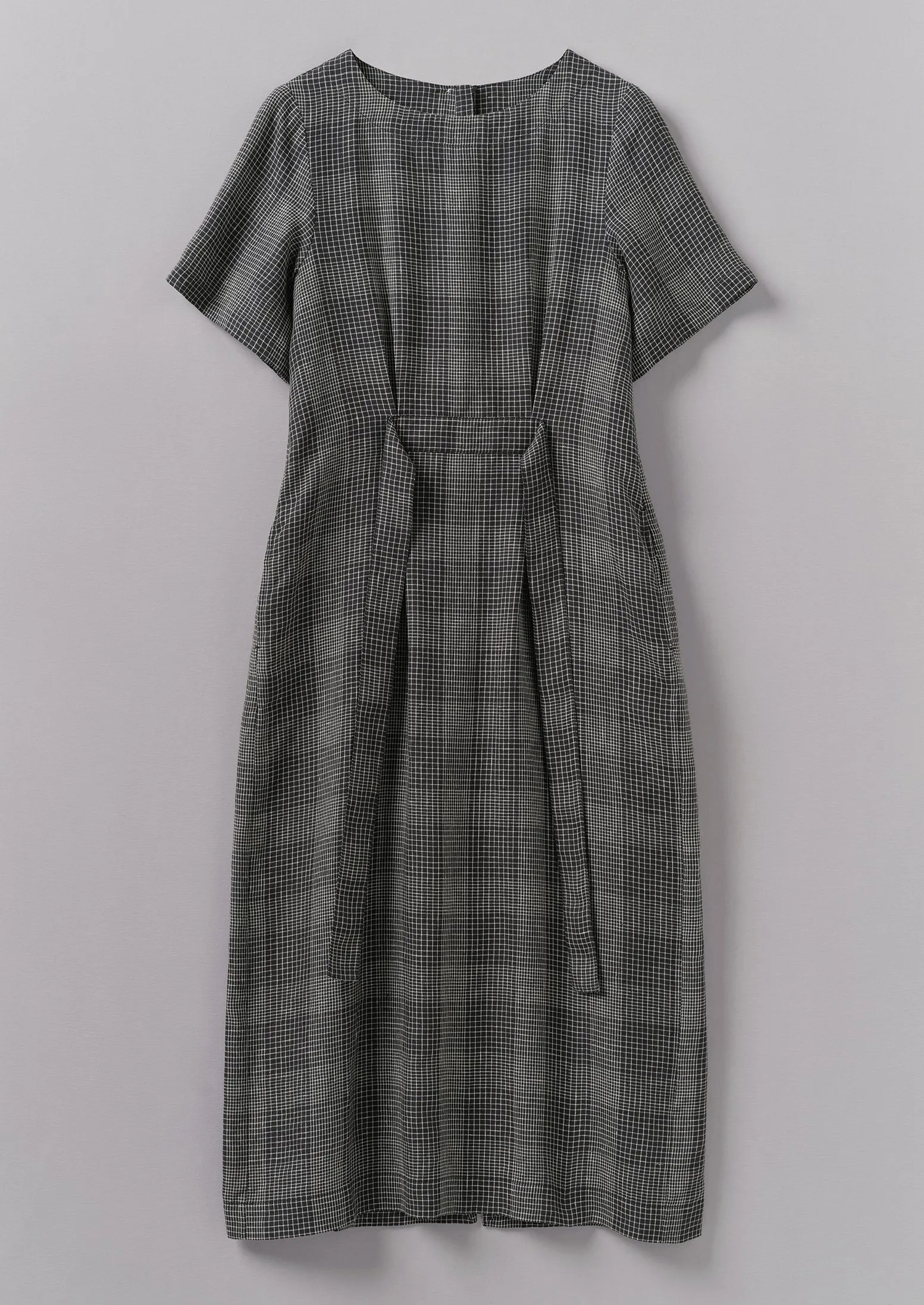 Etched Check Linen Dress | Slate sold by TOAST