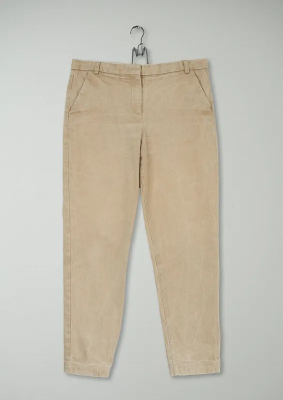 Reworn Herringbone Trousers Size 12 (305) | Natural sold by TOAST