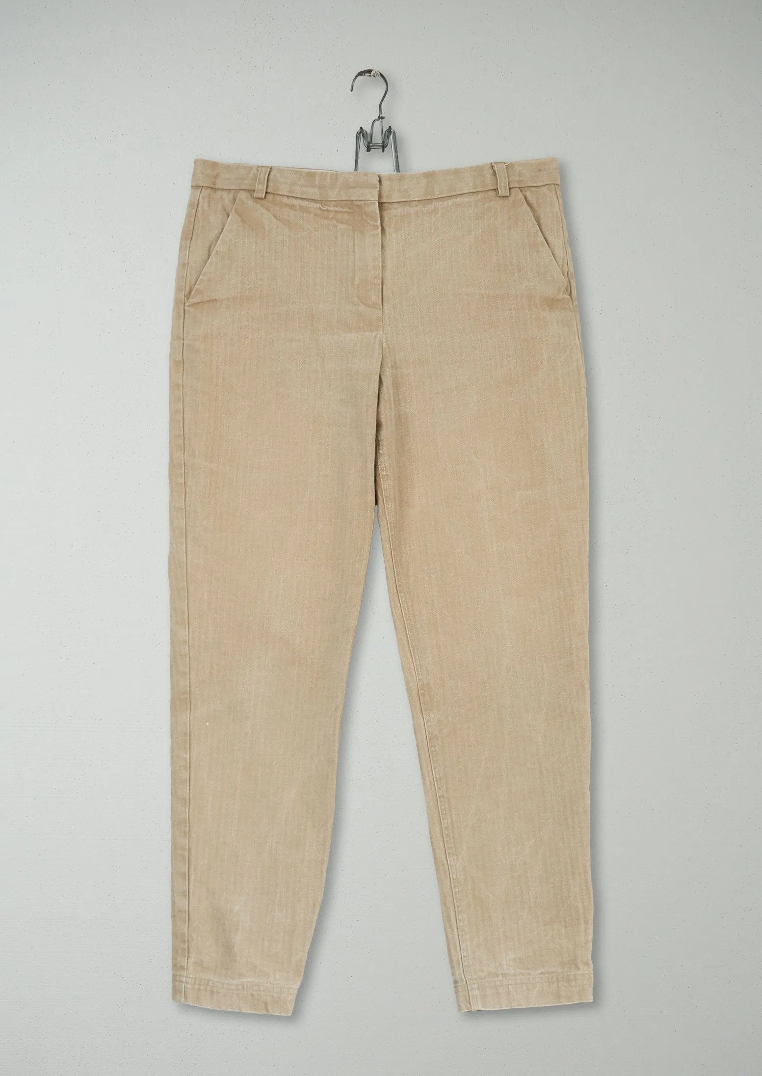 Reworn Herringbone Trousers Size 12 (305) | Natural sold by TOAST