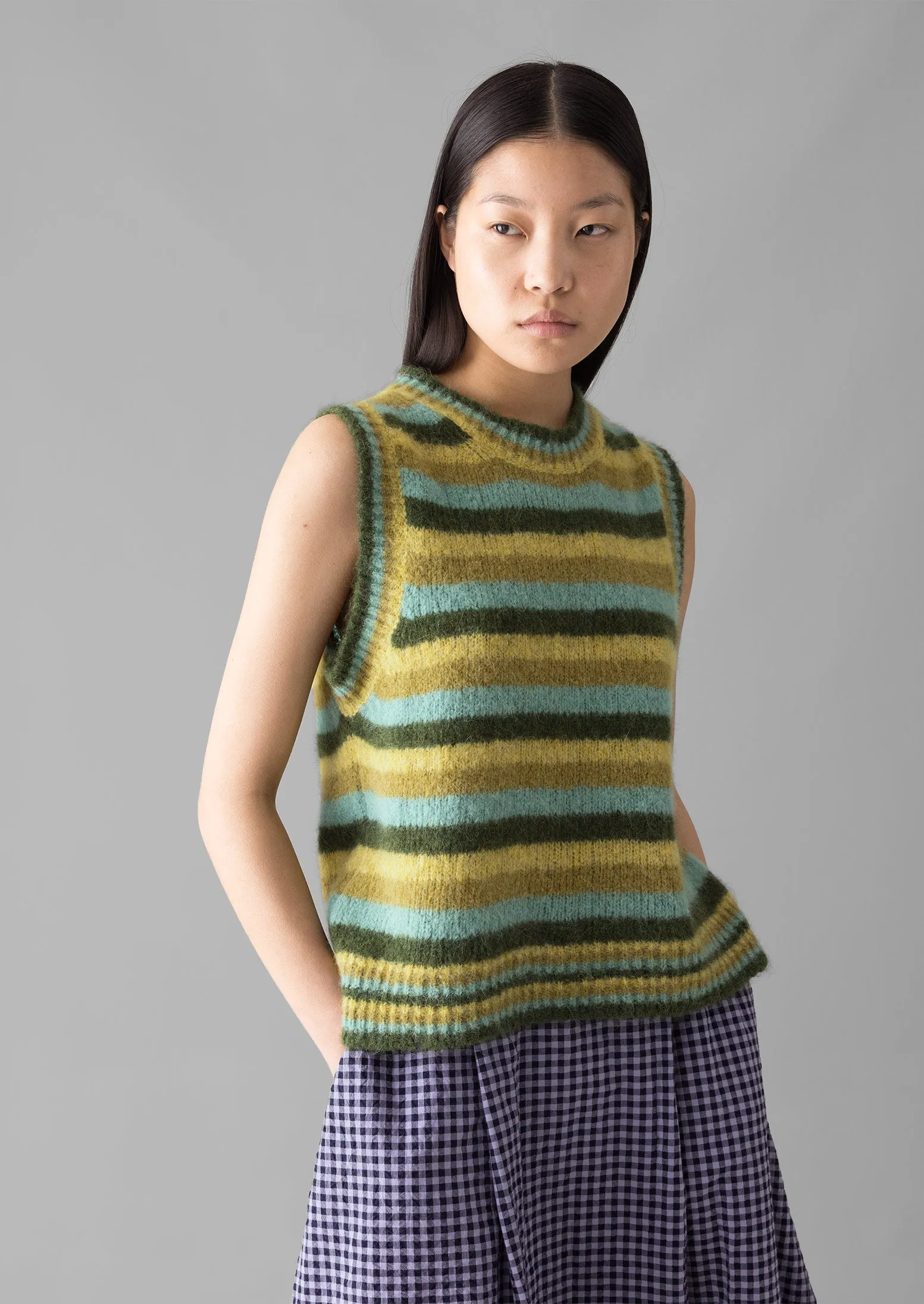 Brushed Alpaca Blend Stripe Tank | Olive Multi sold by TOAST product image thumbnail 4
