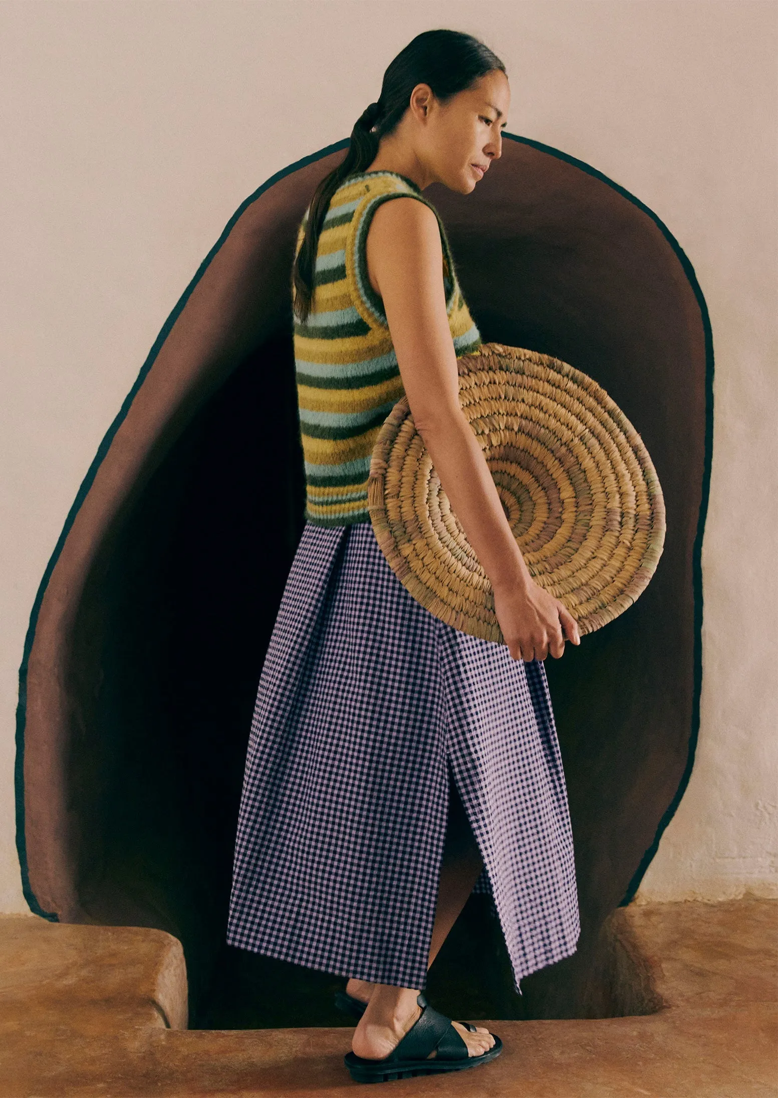 Brushed Alpaca Blend Stripe Tank | Olive Multi sold by TOAST product image thumbnail 3