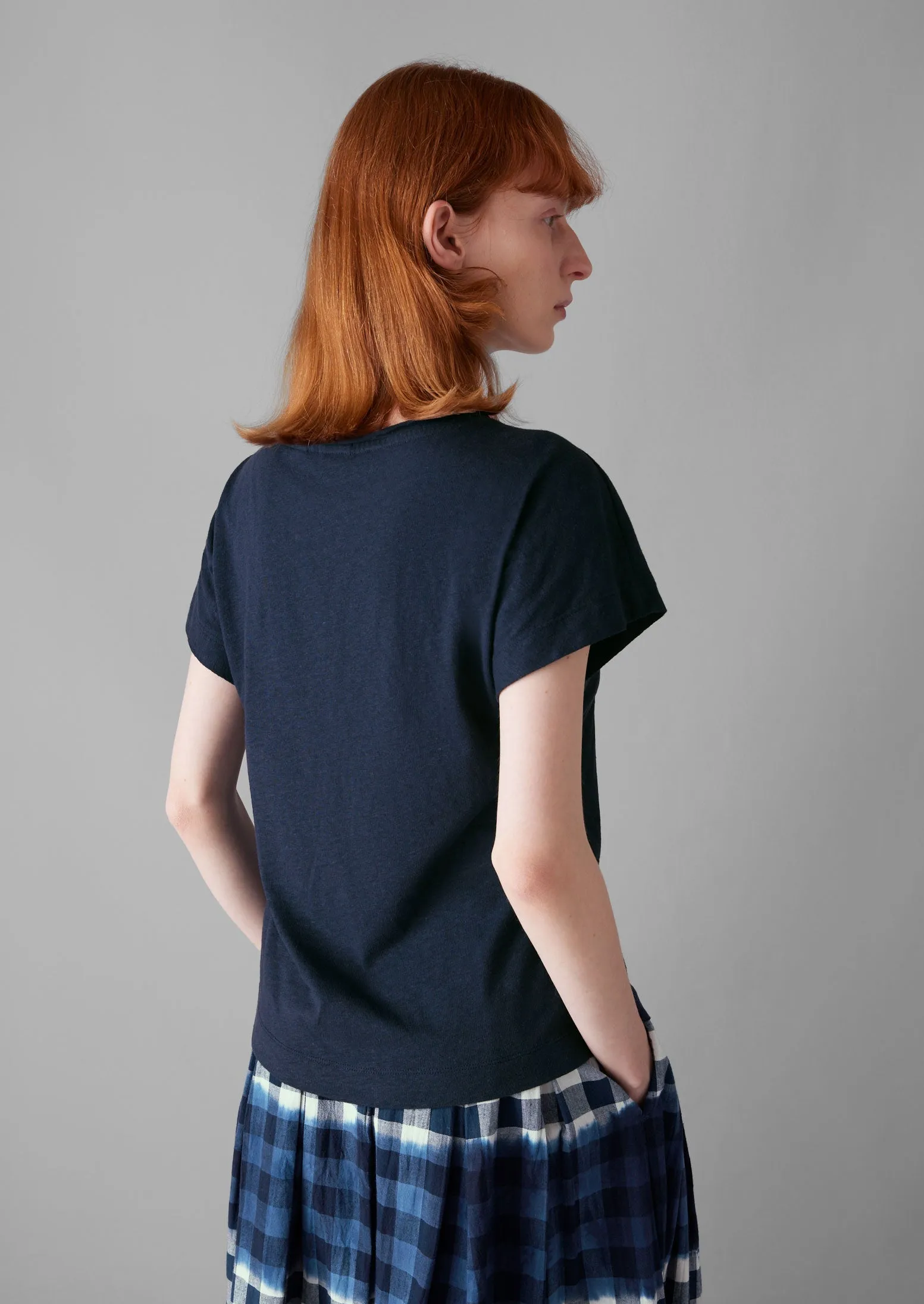 Crew Neck Cotton Hemp Tee | Liquorice Navy sold by TOAST product image thumbnail 4