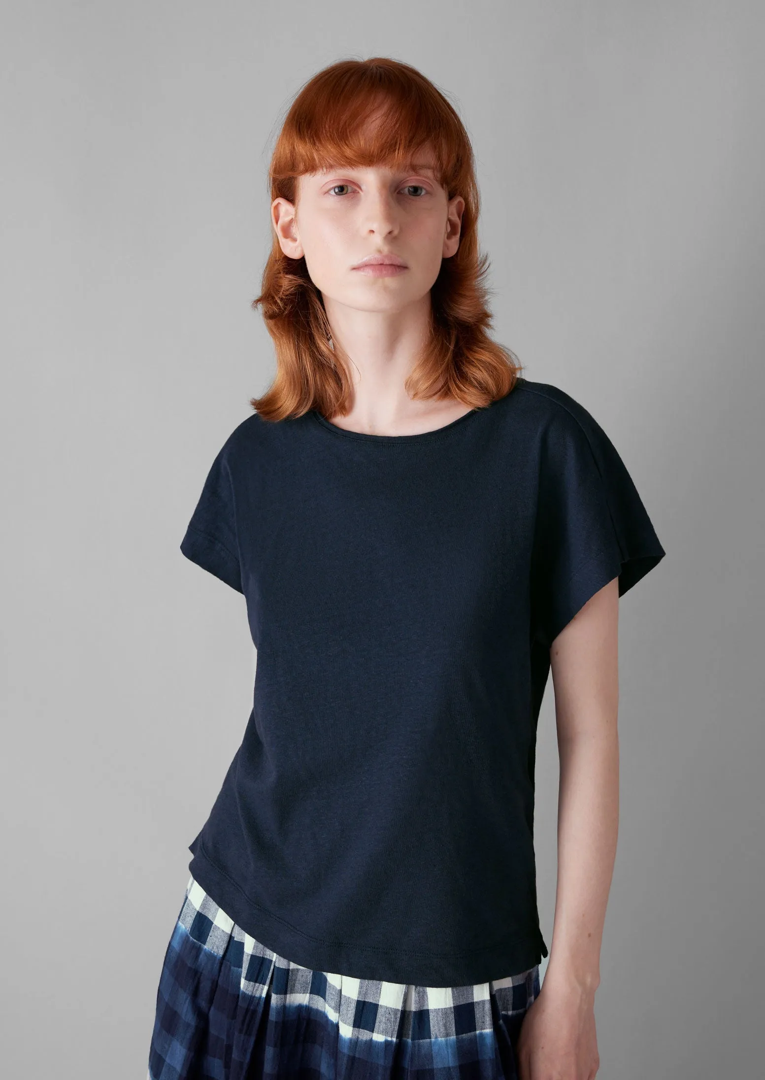 Crew Neck Cotton Hemp Tee | Liquorice Navy sold by TOAST product image thumbnail 2