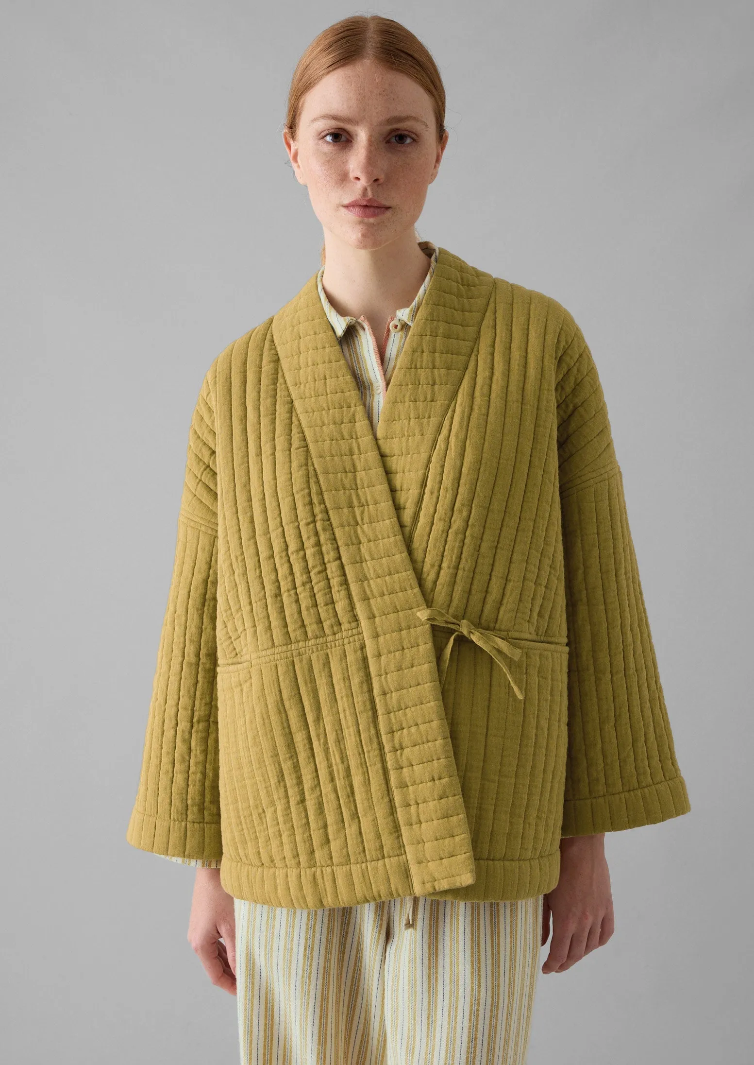 Quilted Cotton Gown | Soft Olive sold by TOAST product image thumbnail 4