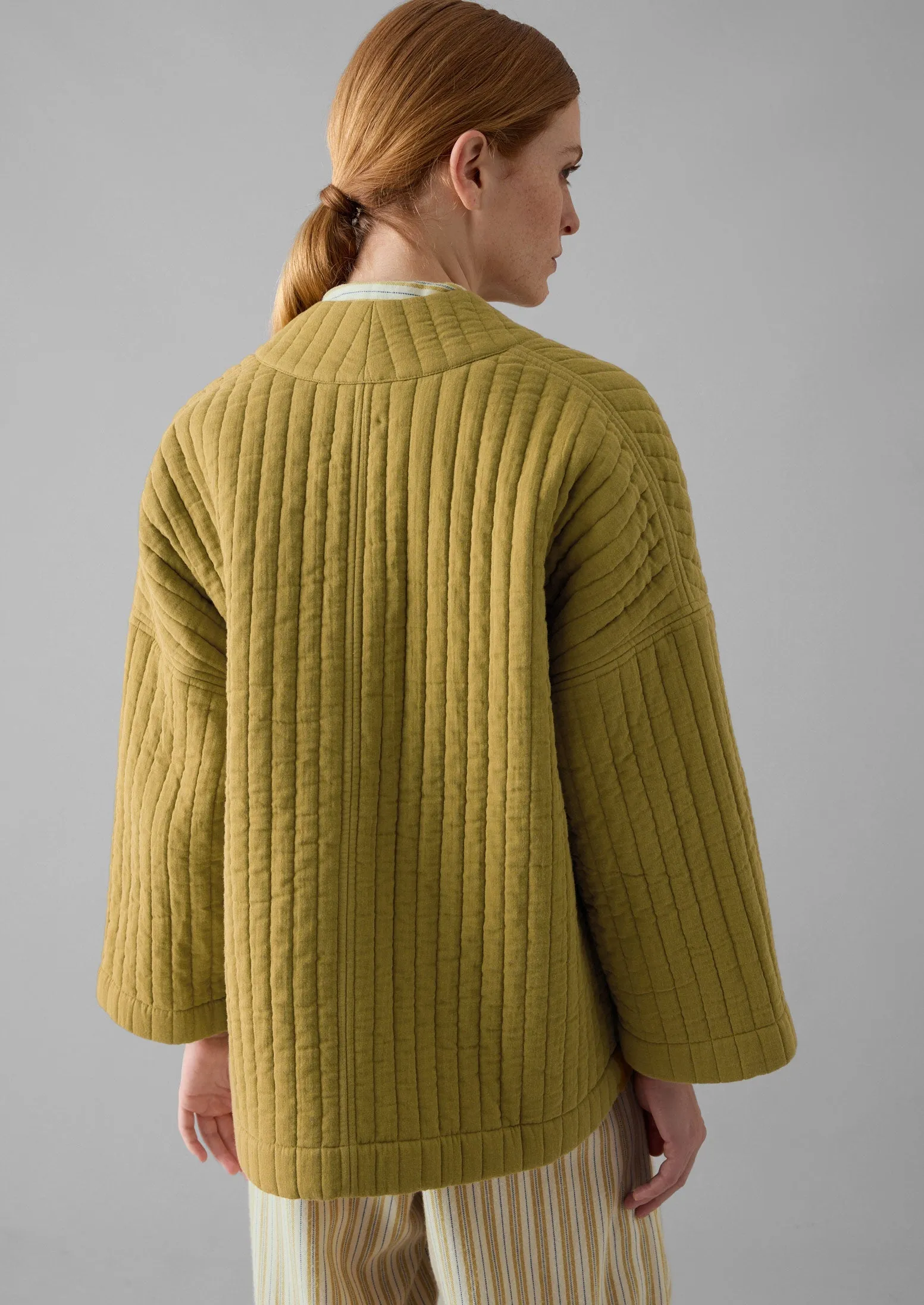 Quilted Cotton Gown | Soft Olive sold by TOAST product image thumbnail 5