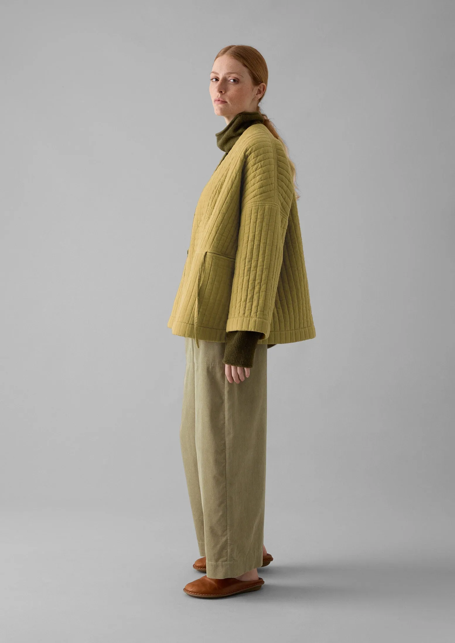 Quilted Cotton Gown | Soft Olive sold by TOAST product image thumbnail 2