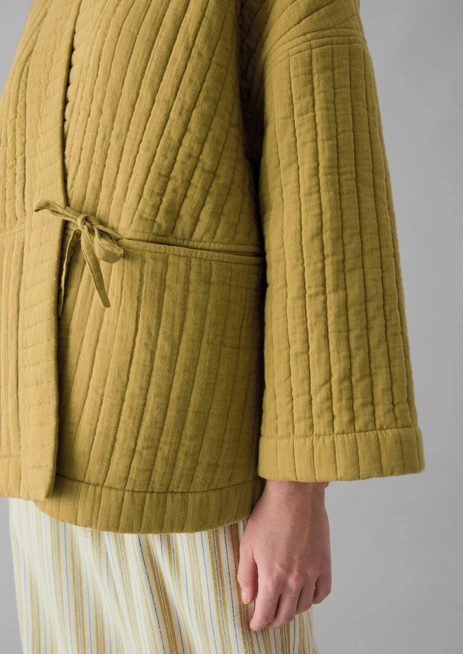 Quilted Cotton Gown | Soft Olive sold by TOAST product image thumbnail 3