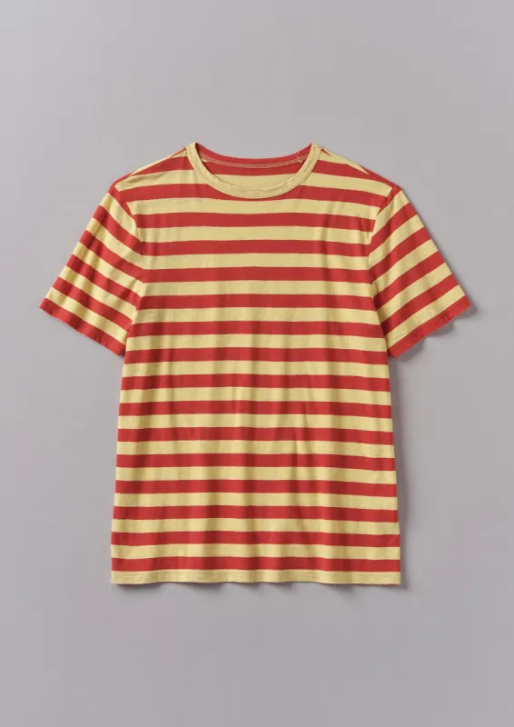 Theo Bold Stripe Cotton Tee | Red/Corn sold by TOAST