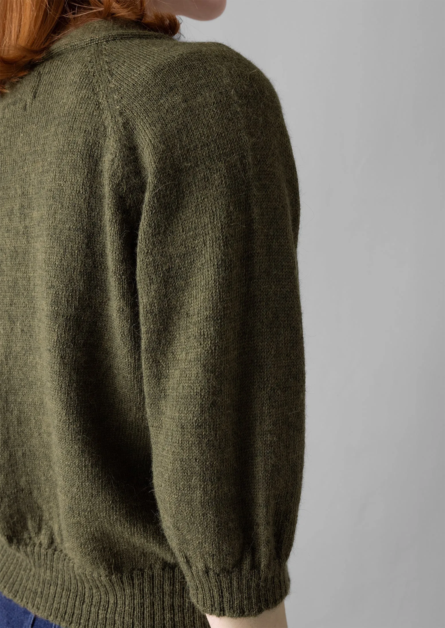 Half Sleeve Fine Alpaca Cardigan | Dark Olive sold by TOAST product image thumbnail 3