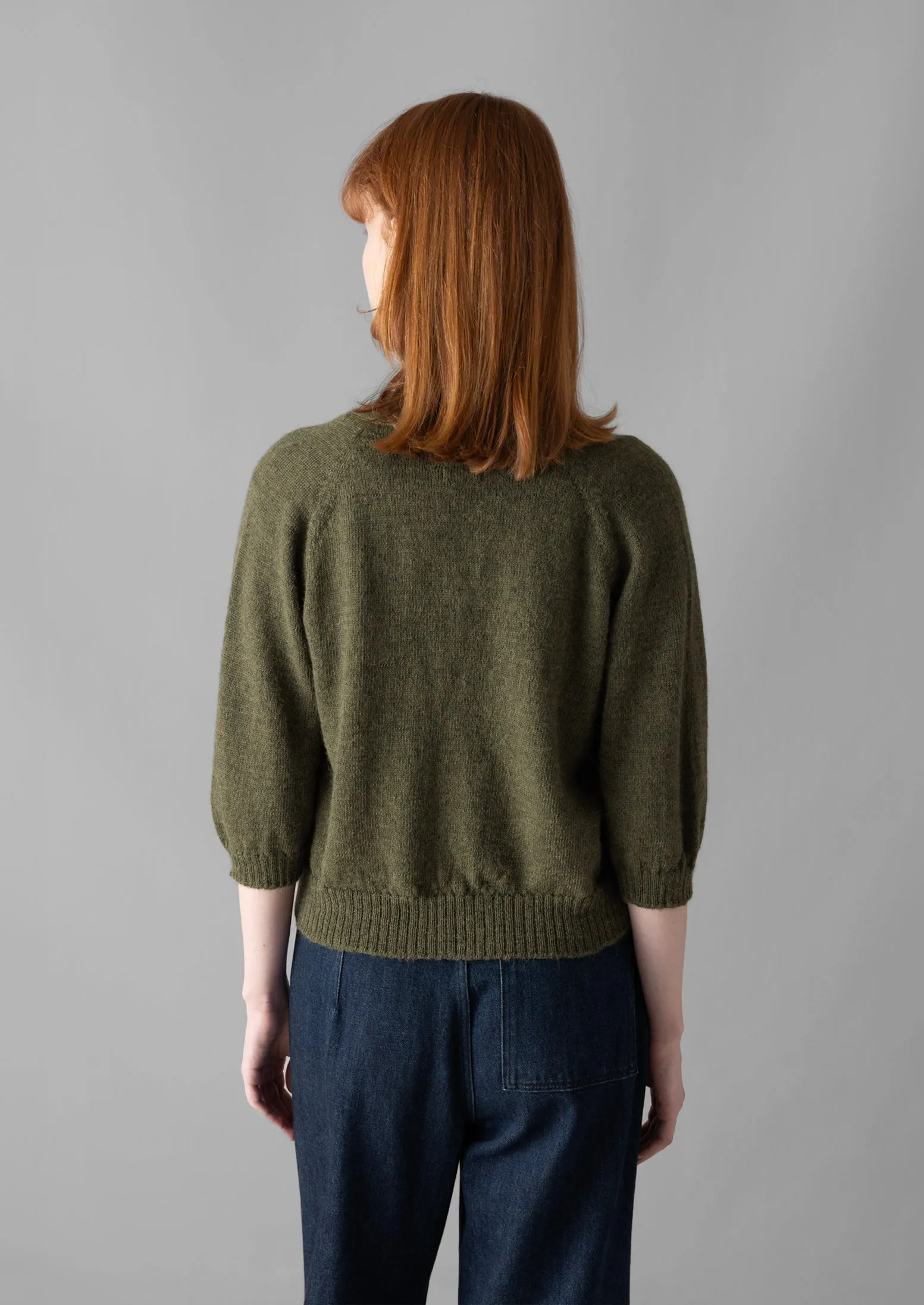 Half Sleeve Fine Alpaca Cardigan | Dark Olive sold by TOAST product image thumbnail 4