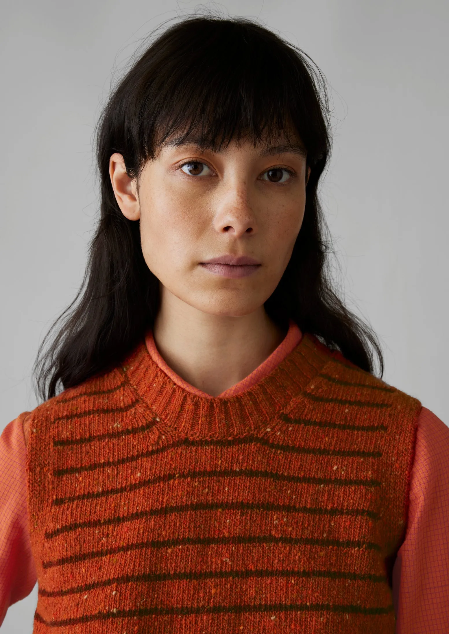 Stripe Donegal Merino Knitted Tank | Harissa/Red sold by TOAST product image thumbnail 3