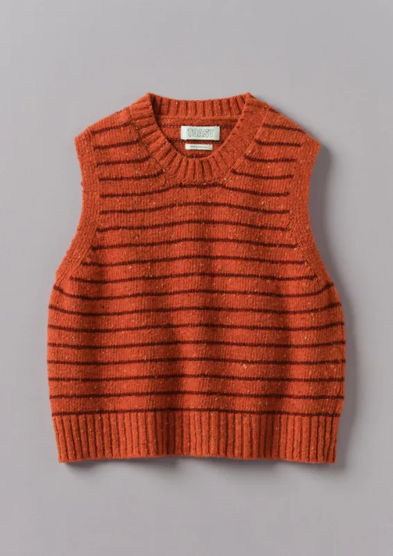 Stripe Donegal Merino Knitted Tank | Harissa/Red sold by TOAST