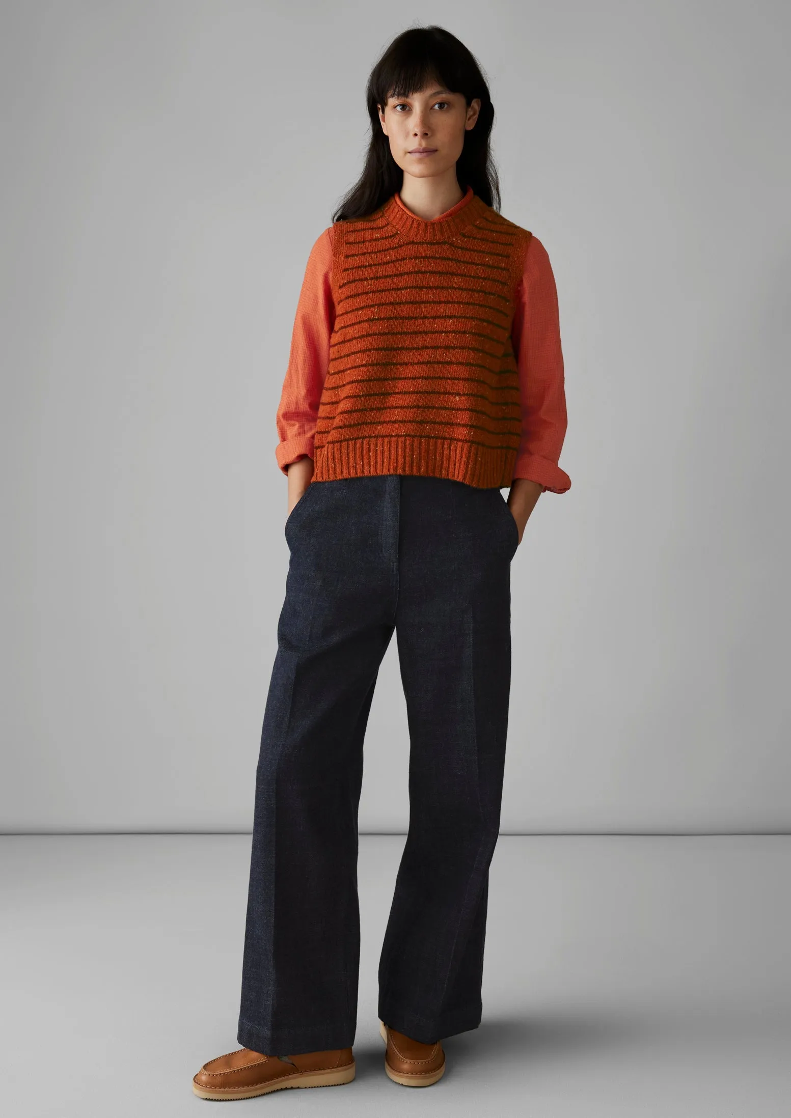 Stripe Donegal Merino Knitted Tank | Harissa/Red sold by TOAST product image thumbnail 2