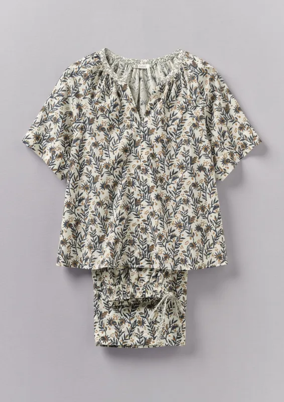 Wild Meadow Block Print Pyjamas | Storm Blue sold by TOAST