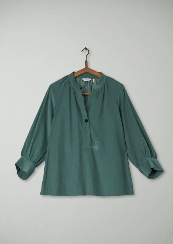 Renewed Organic Needlecord Raglan Shirt Size M (49) | Thorn Green sold by TOAST
