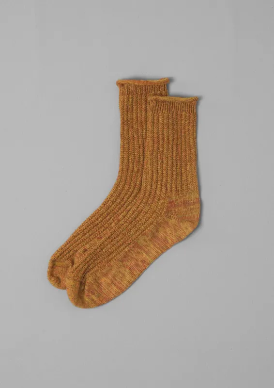 Ribbed Cotton Marl Socks | Mustard sold by TOAST