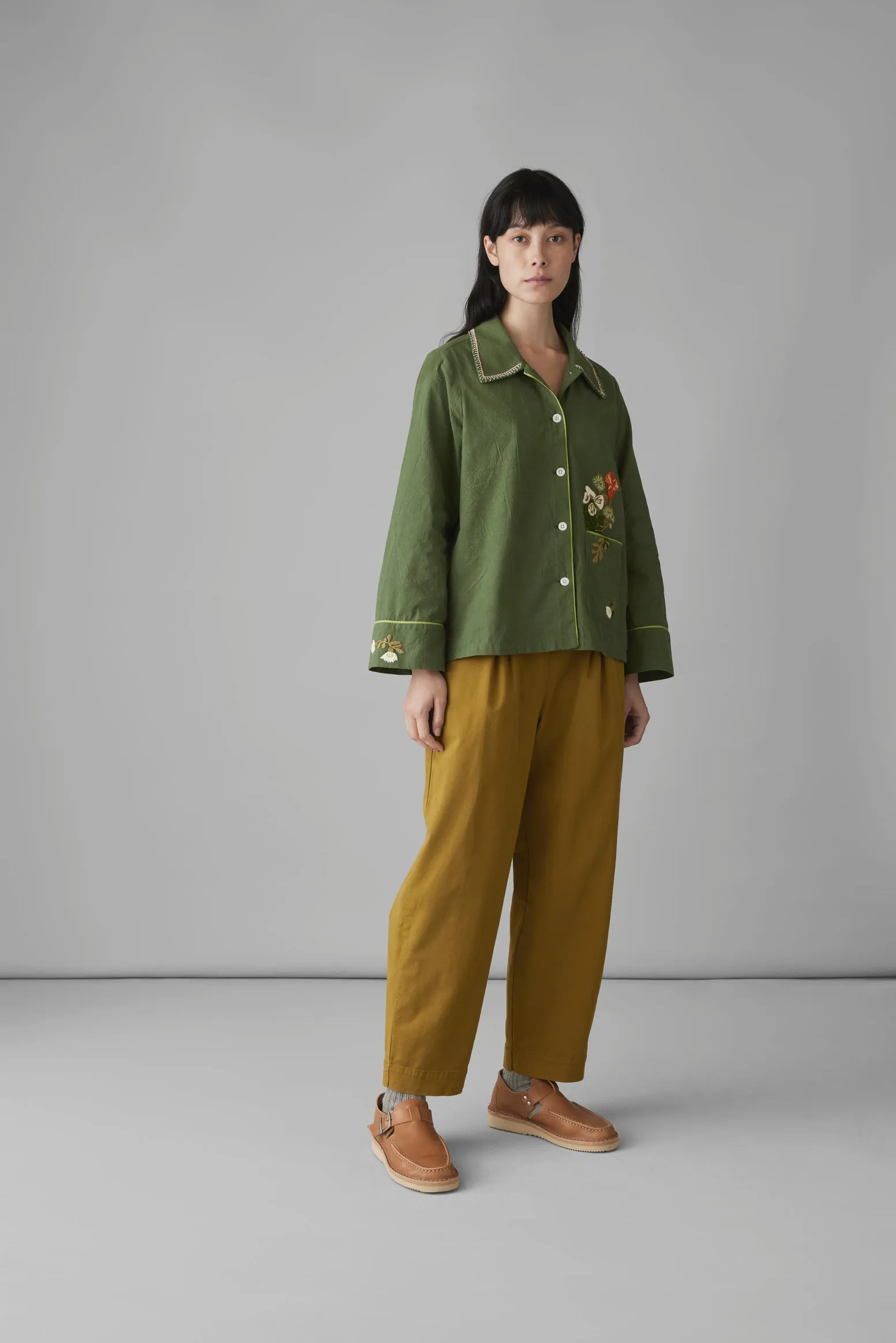 Cotton Twill Side Button Trousers | Almond sold by TOAST product image thumbnail 2