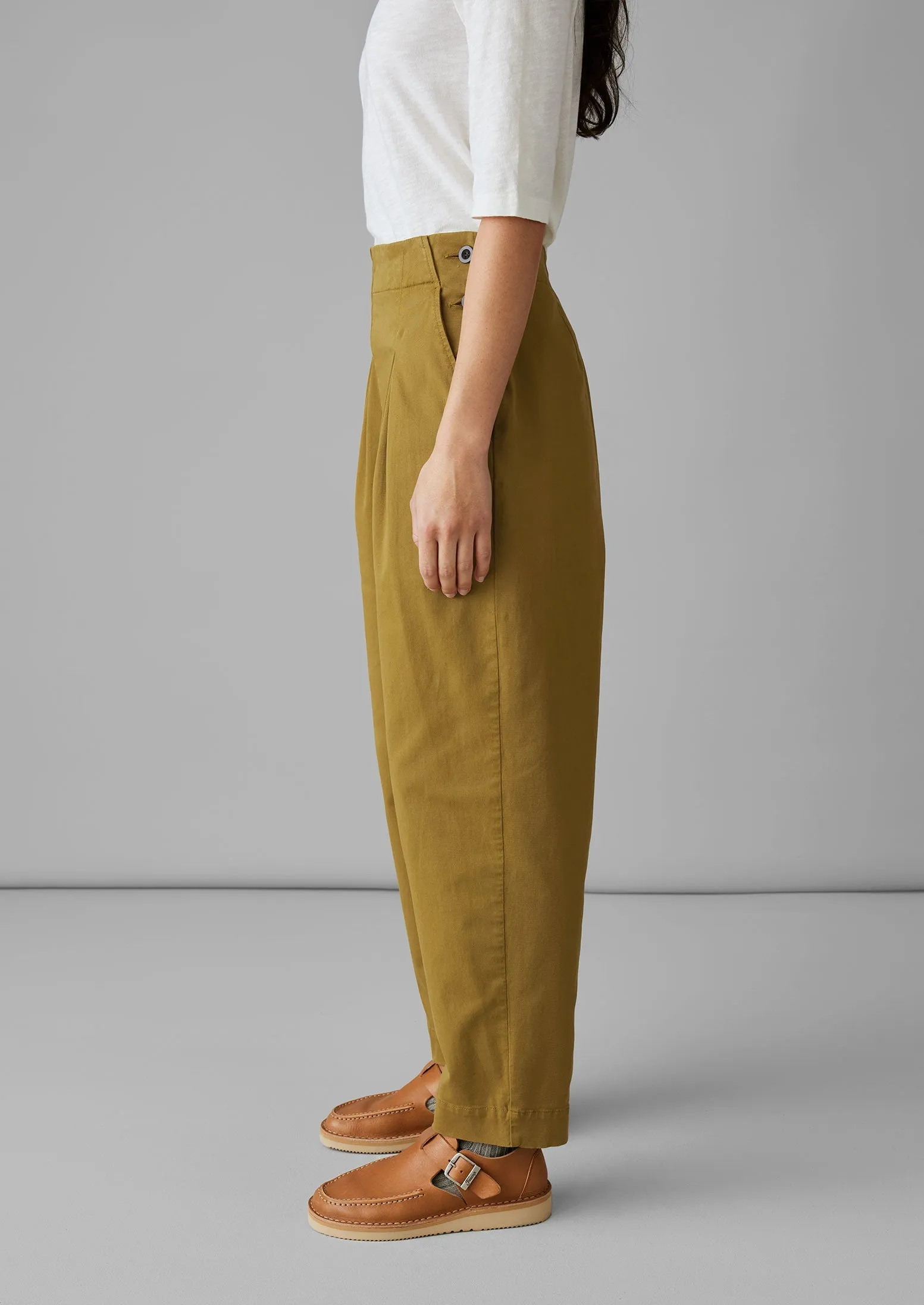 Cotton Twill Side Button Trousers | Almond sold by TOAST product image thumbnail 4