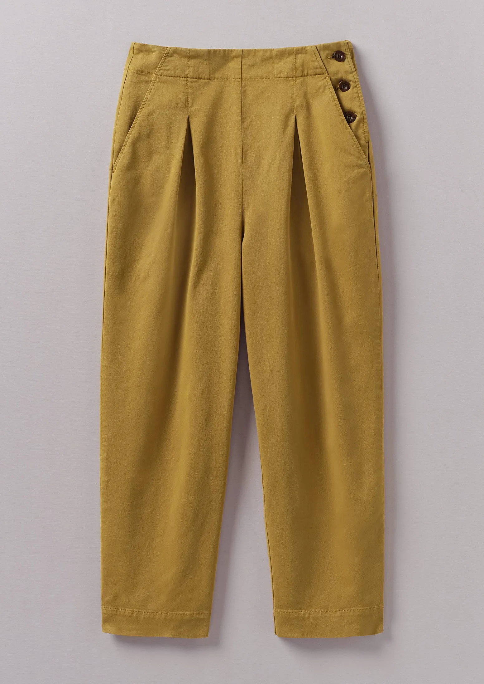 Cotton Twill Side Button Trousers | Almond sold by TOAST