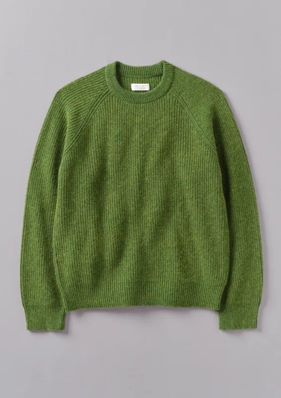 Fisherman Rib Cotton Wool Sweater | Lawn Green sold by TOAST