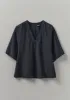Textured Cotton Poplin V-Neck Top | Ink sold by TOAST