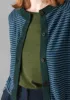 Fine Stripe Linen Wool Cardigan | Cornflower/Dark Green sold by TOAST