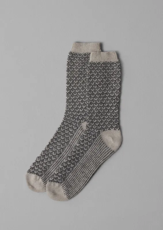 Honeycomb Jacquard Wool Socks | Putty/Kohl sold by TOAST