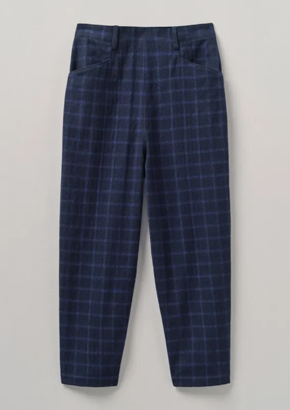 Alix Cotton Wool Seersucker Trousers | Navy sold by TOAST