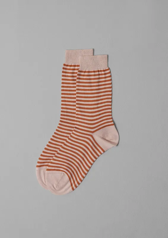 Maria La Rosa Stripe Cotton Socks | Tan sold by TOAST