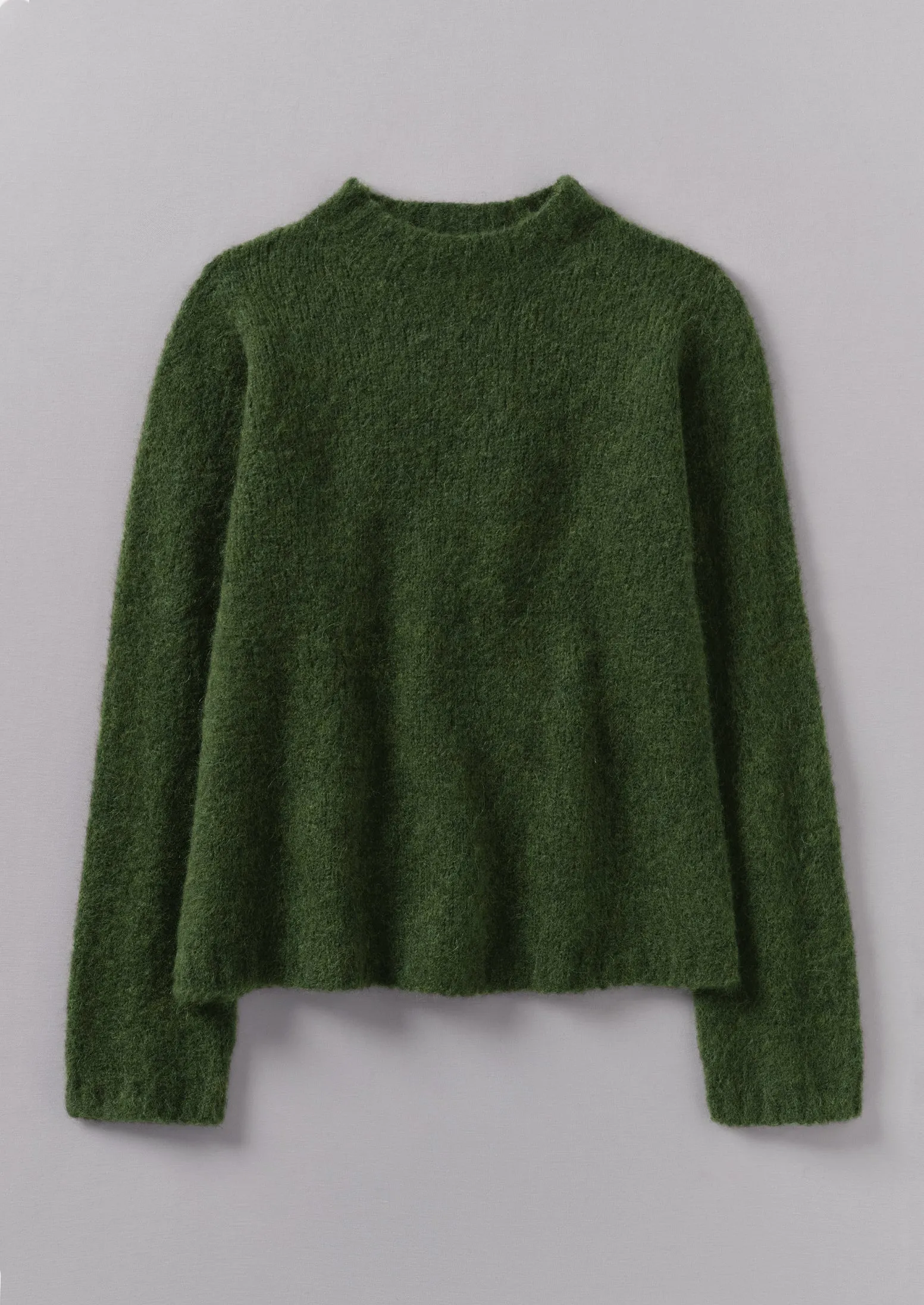 Brushed Alpaca High Neck Sweater | Moss Green sold by TOAST