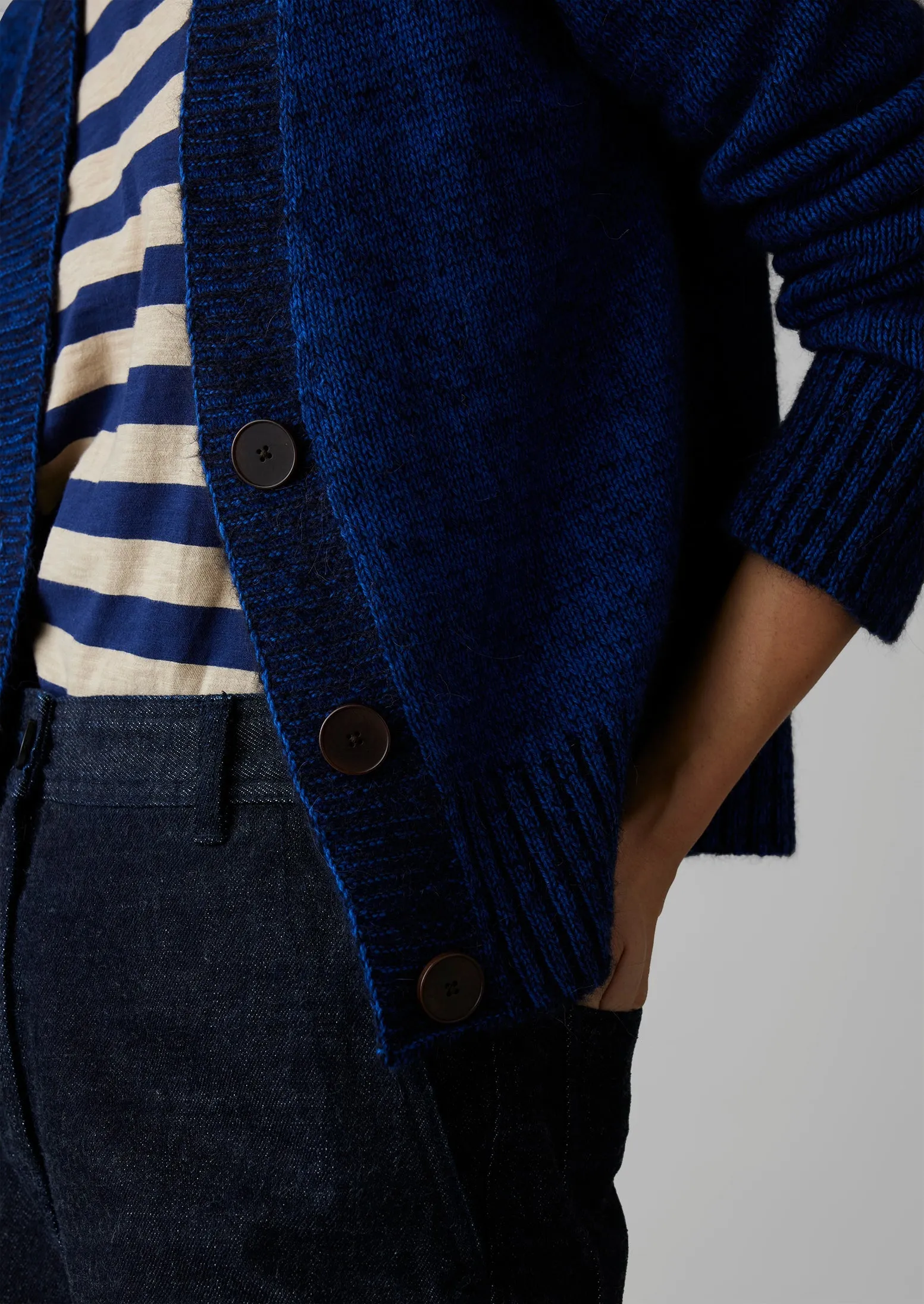 V-Neck Alpaca Blend Cardigan | Blue Melange sold by TOAST product image thumbnail 3