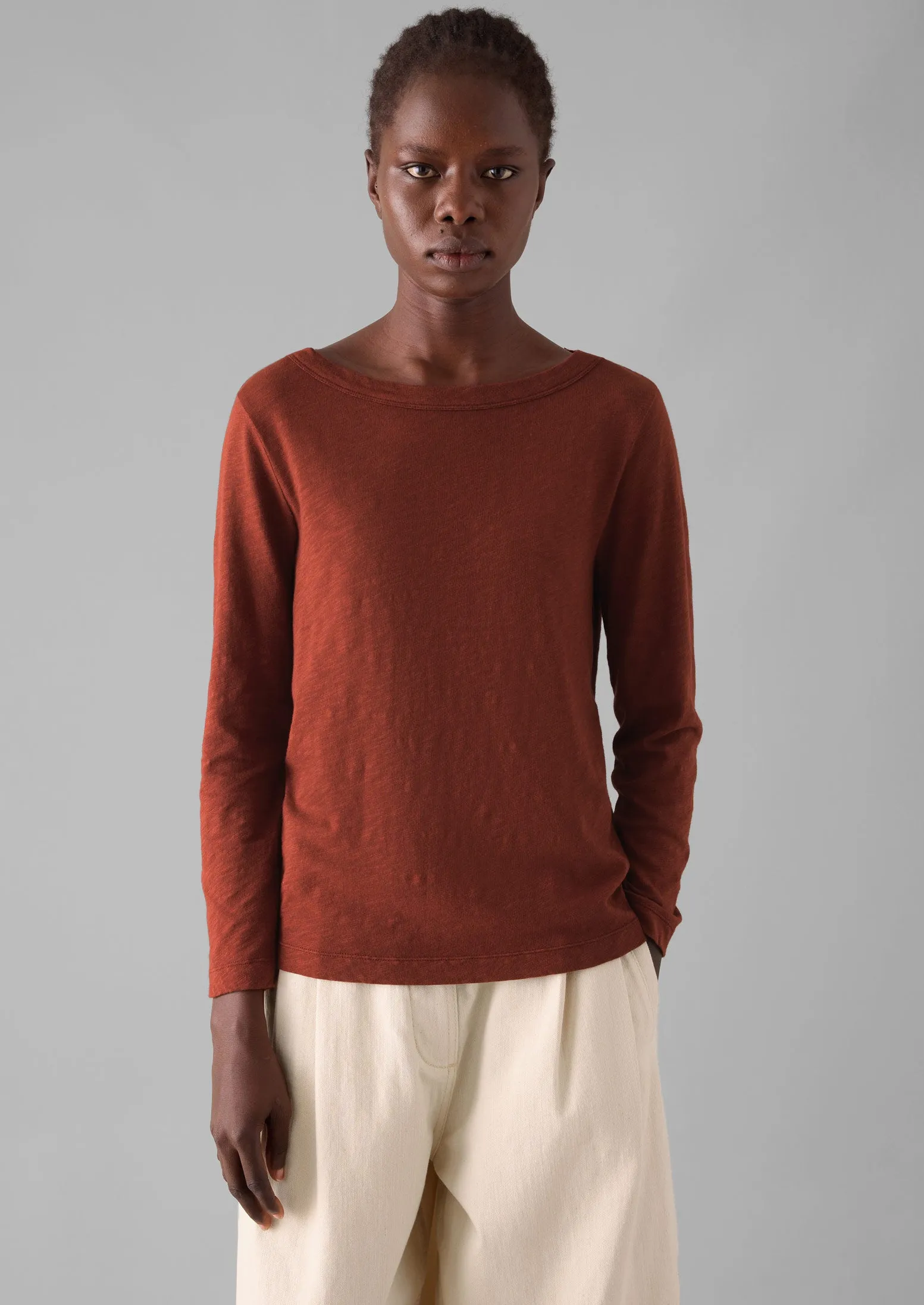 Lia Garment Dyed Boat Neck Tee | Braeburn Red sold by TOAST product image thumbnail 2