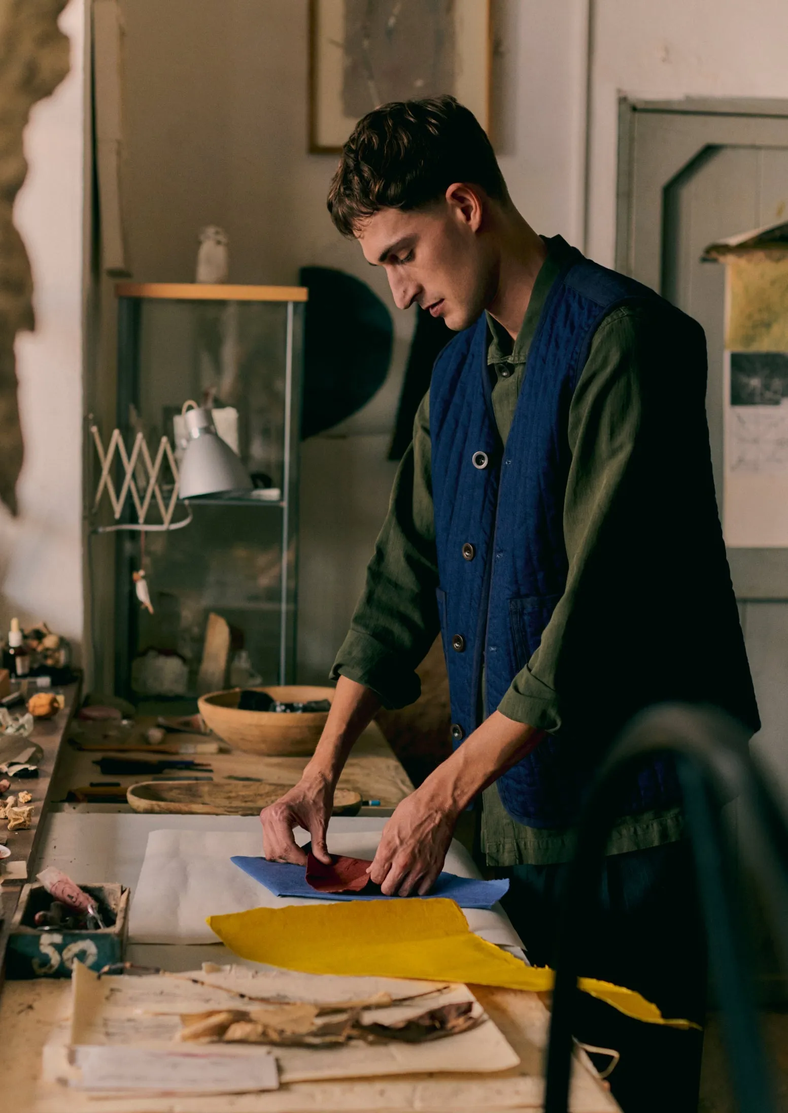 Indigo Cotton Padded Gilet | Indigo sold by TOAST product image thumbnail 3