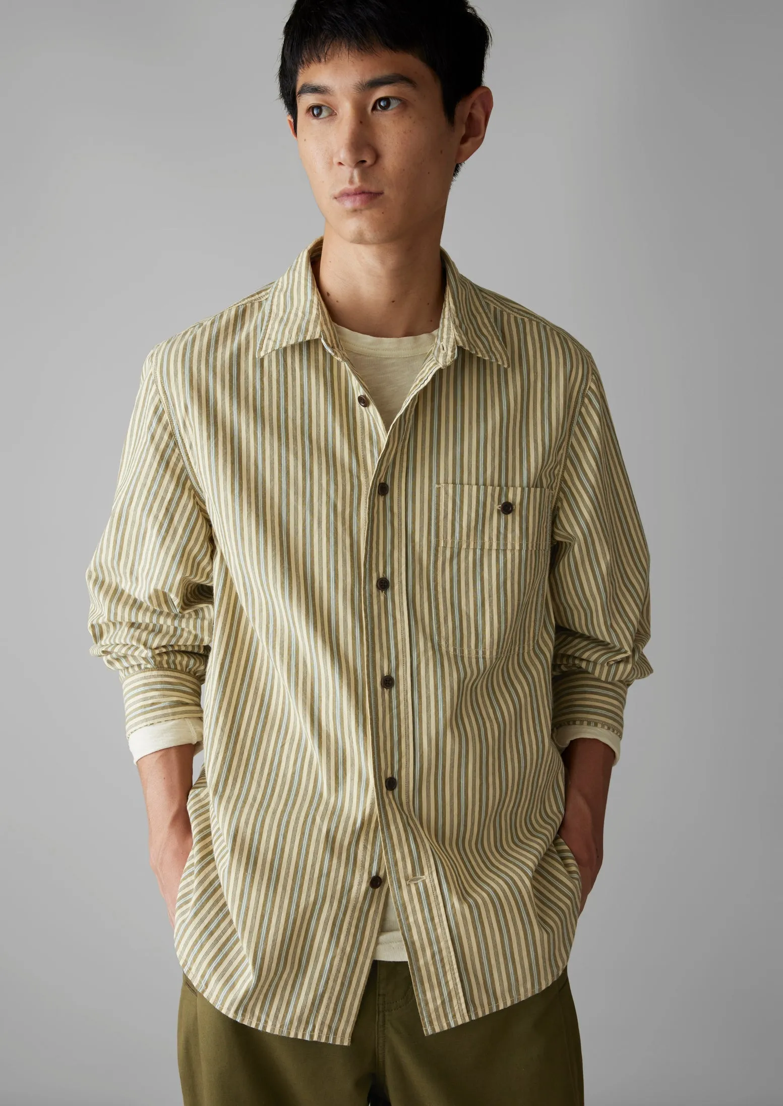 Otis Crinkle Organic Cotton Stripe Shirt | Pulp/Bright Sky sold by TOAST product image thumbnail 5