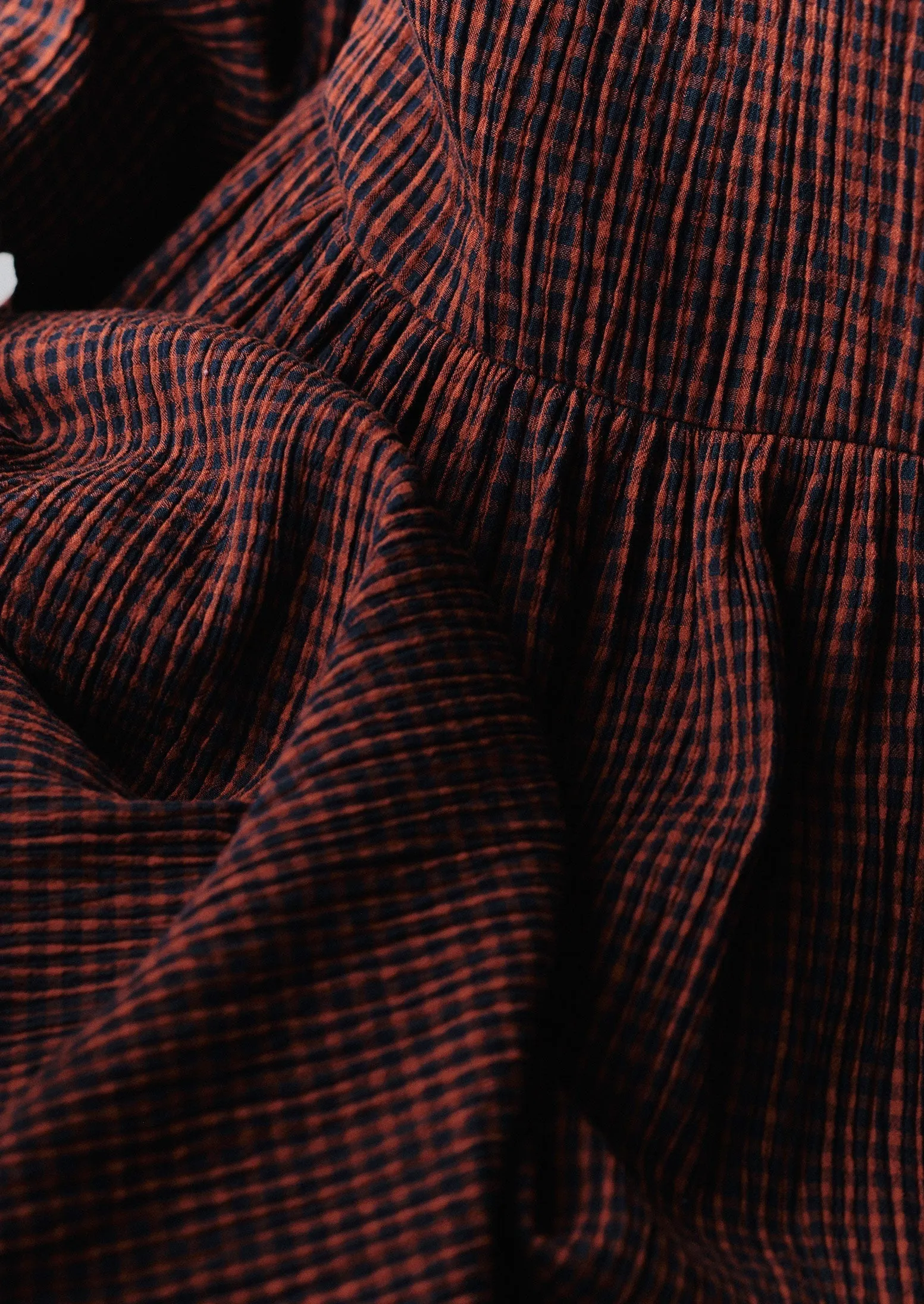 Freya Gingham Crinkle Cotton Dress | Brick/Black sold by TOAST product image thumbnail 4