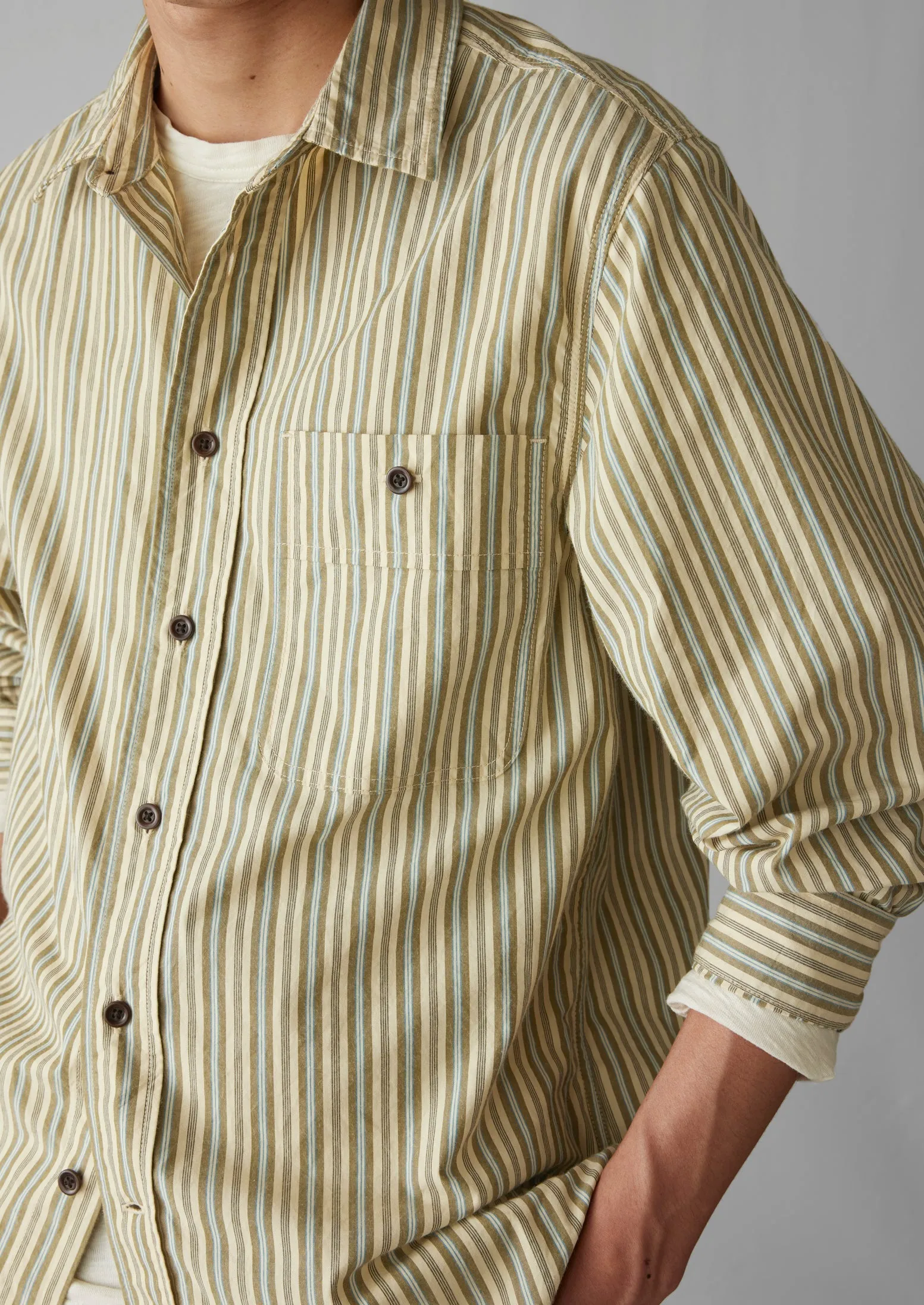 Otis Crinkle Organic Cotton Stripe Shirt | Pulp/Bright Sky sold by TOAST product image thumbnail 4