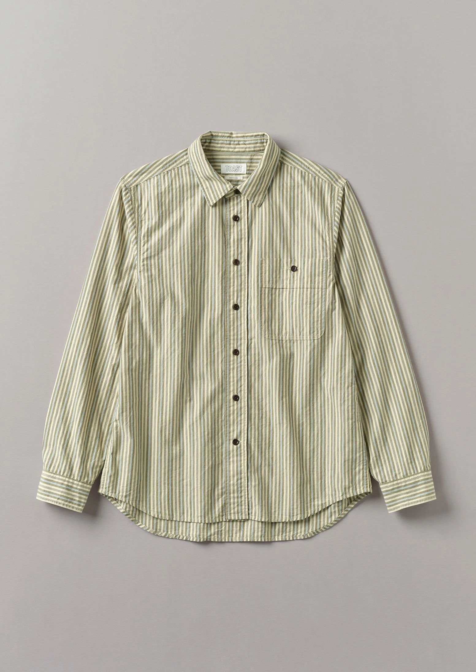 Otis Crinkle Organic Cotton Stripe Shirt | Pulp/Bright Sky sold by TOAST