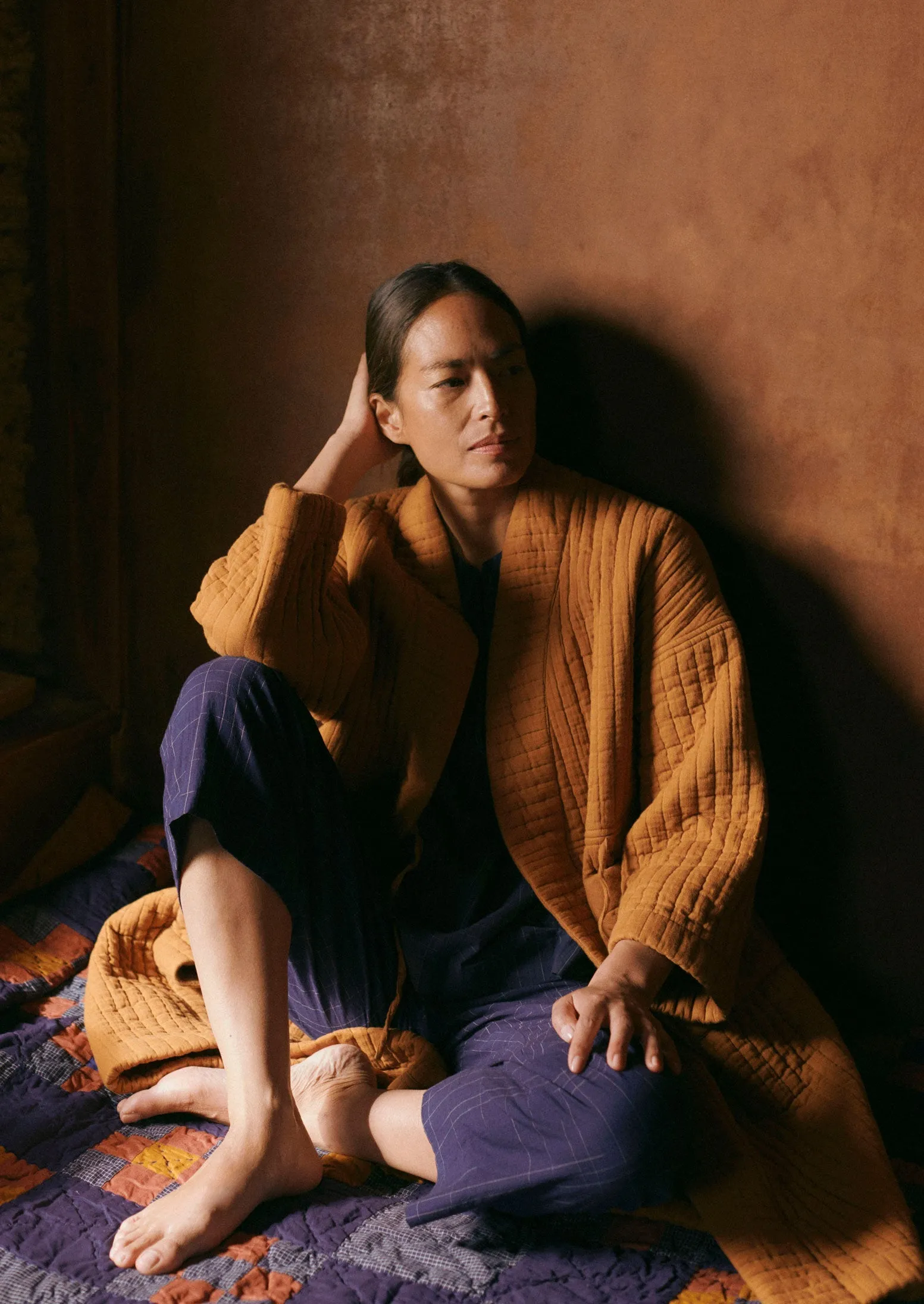 Quilted Cotton Long Gown | Soft Caramel sold by TOAST product image thumbnail 2