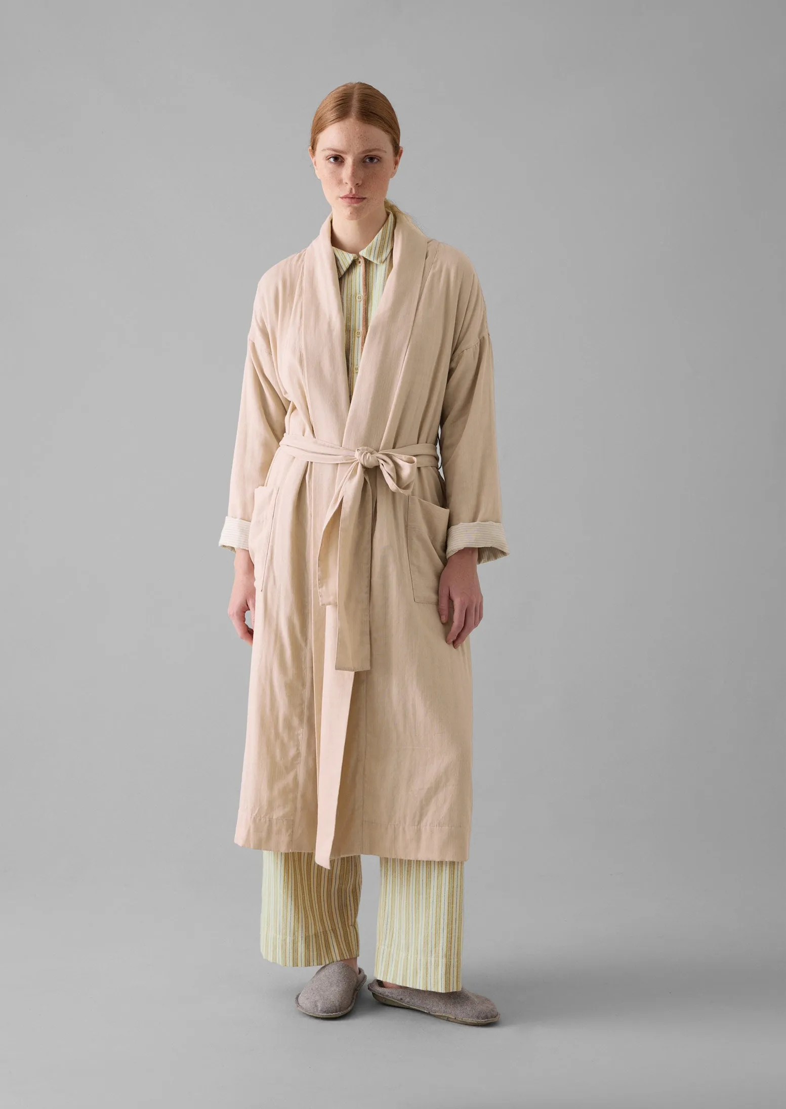 Soft Double Faced Cotton Gown | Soft Heather/Celery sold by TOAST product image thumbnail 3