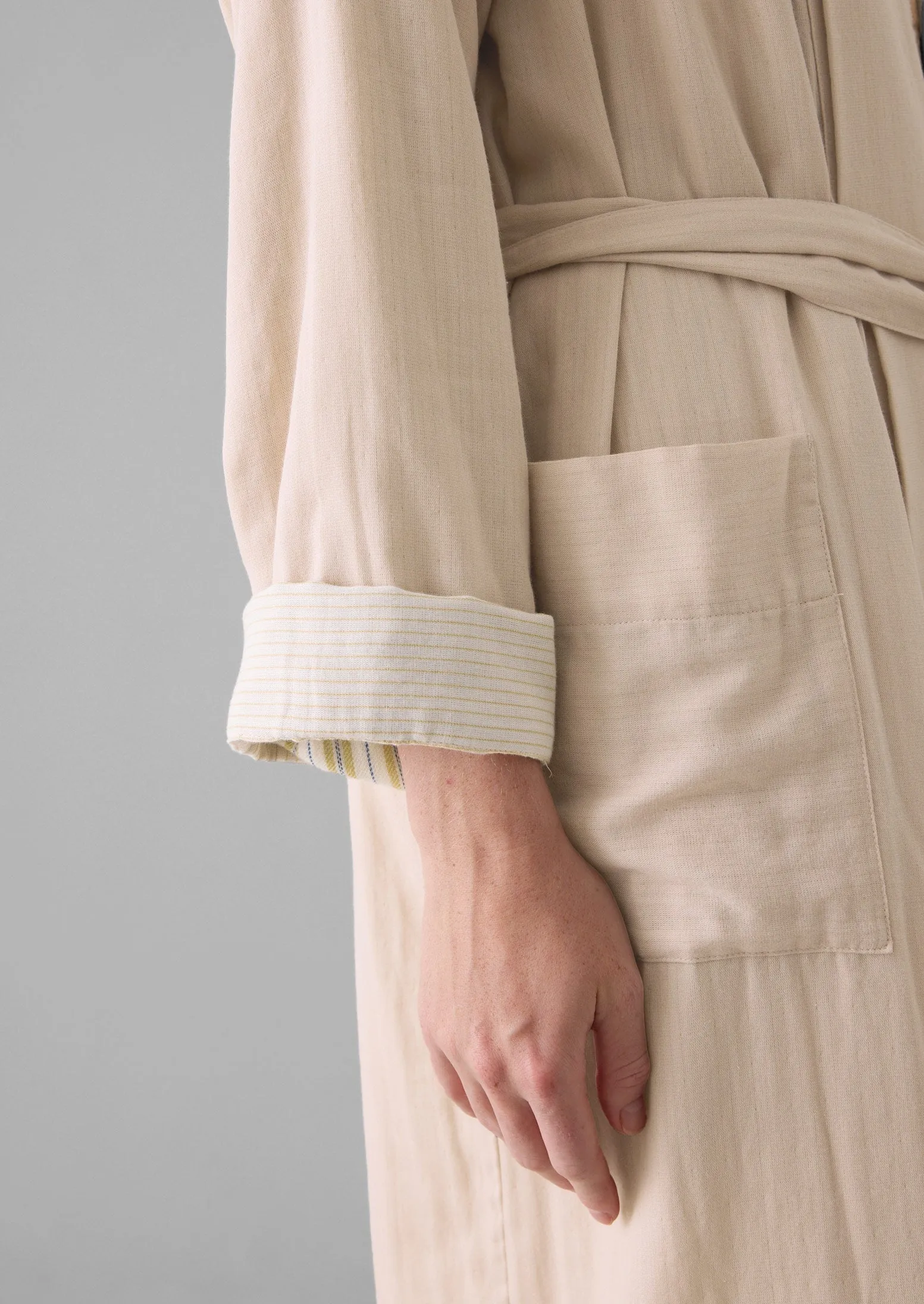 Soft Double Faced Cotton Gown | Soft Heather/Celery sold by TOAST product image thumbnail 4