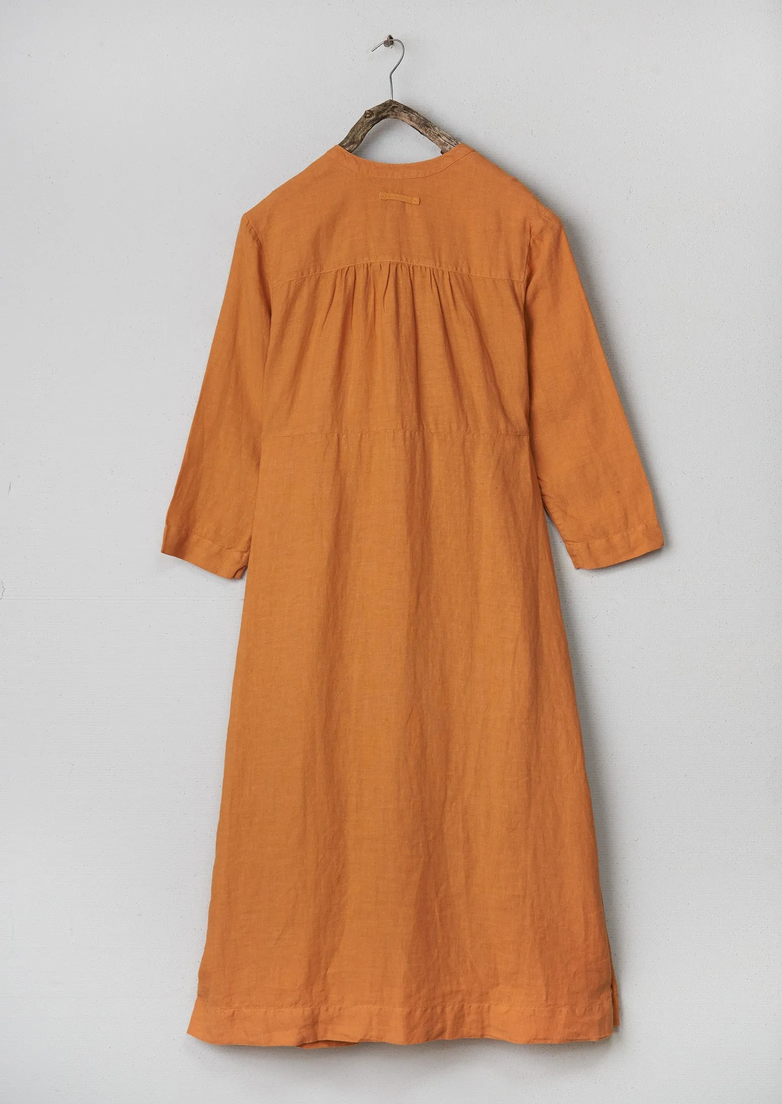 Renewed Gathered Garment Dyed Linen Dress S (003) | Apricot sold by TOAST product image thumbnail 2
