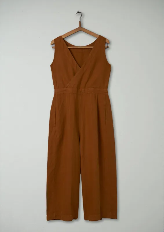Reworn Cotton Linen Jumpsuit Size 8 (310) | Burnt Sienna sold by TOAST