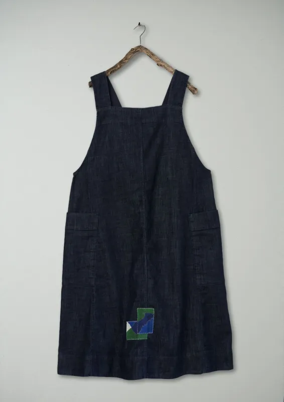 Renewed Indigo Denim Pinafore Dress Size 18 (99) | Indigo sold by TOAST