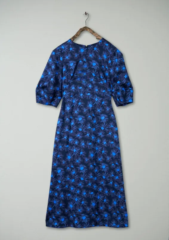 Renewed Rounded Sleeve Painted Daisy Dress Size 4 (91) | Slate/Enamel sold by TOAST